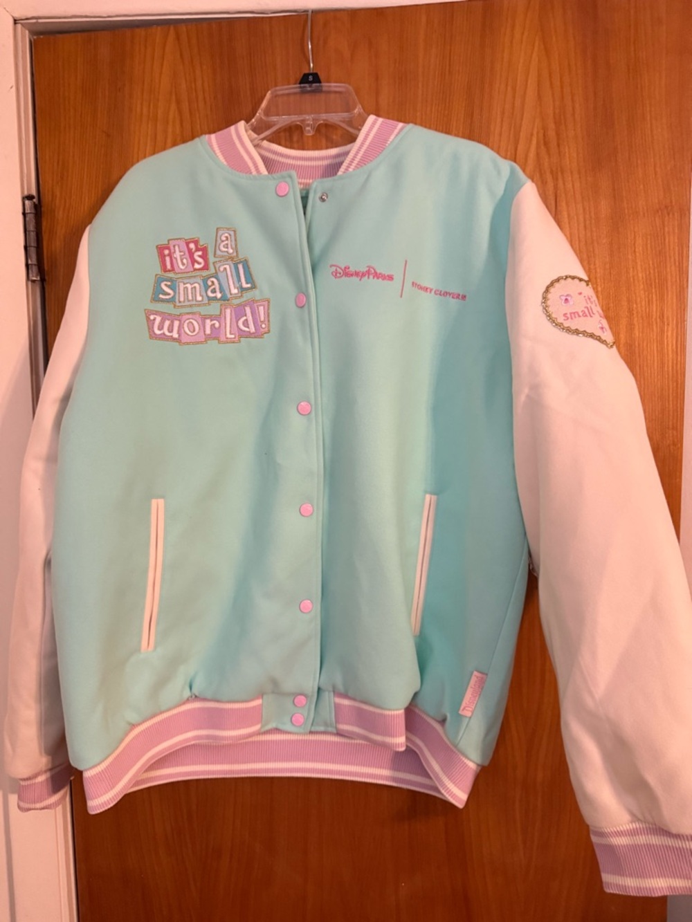 NWT Disney Parks Stoney Clover  "it's a small world" varsity jacket sz XL